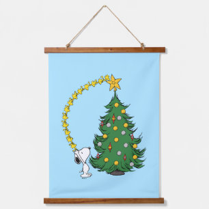 Peanuts   Holiday Tree Trimming Hanging Tapestry