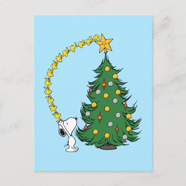 Peanuts | Holiday Tree Trimming Postcard (Front)