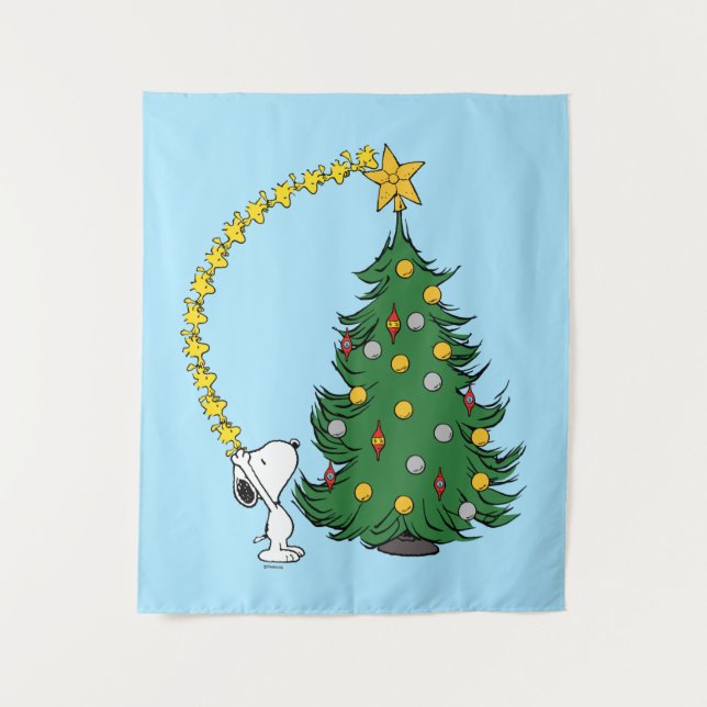 Peanuts | Holiday Tree Trimming Tapestry (Front)