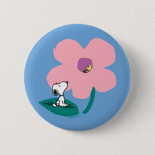 Peanuts   Illustrating Nature Pink Flower 6 Cm Round Badge
