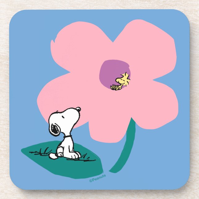 Peanuts | Illustrating Nature Pink Flower Coaster (Front)