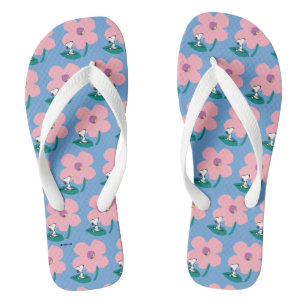 Peanuts   Illustrating Nature Pink Flower Flip Flops