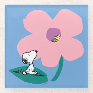 Peanuts   Illustrating Nature Pink Flower Glass Coaster