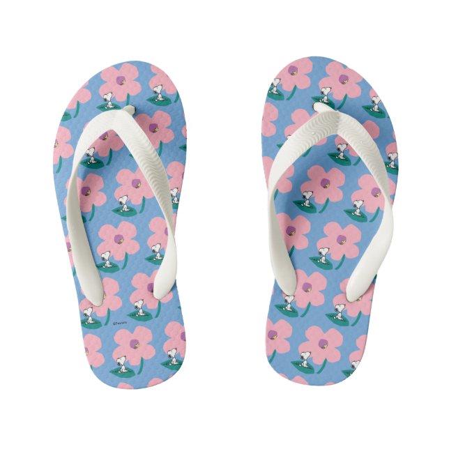 Peanuts | Illustrating Nature Pink Flower Kid's Flip Flops (Footbed)