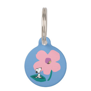 Peanuts   Illustrating Nature Pink Flower Pet Tag