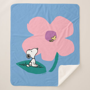 Peanuts Illustrating Nature Pink Flower Sherpa Blanket