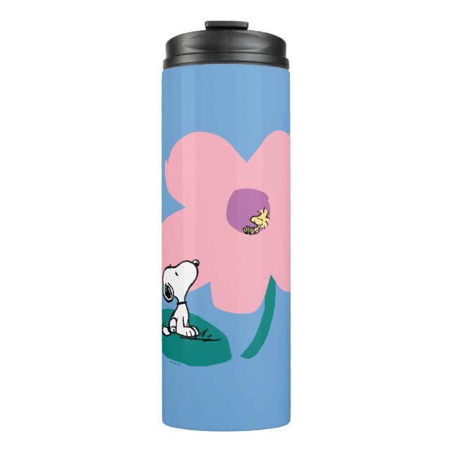 Peanuts | Illustrating Nature Pink Flower Thermal Tumbler (Front)