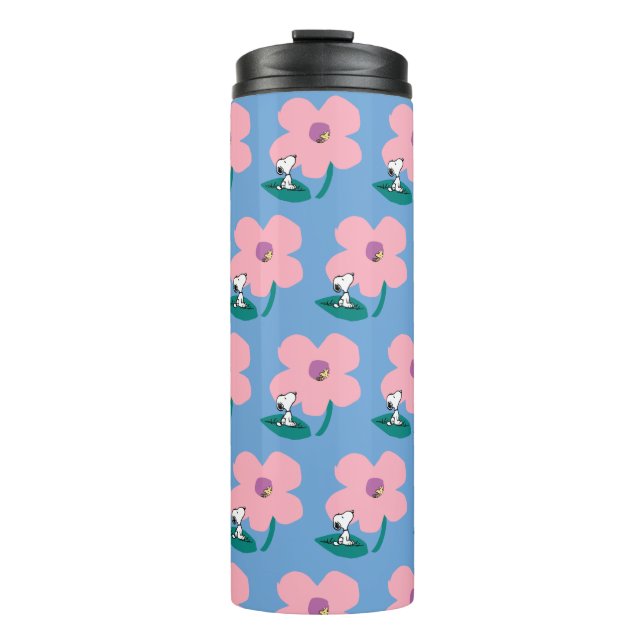 Peanuts | Illustrating Nature Pink Flower Thermal Tumbler (Front)