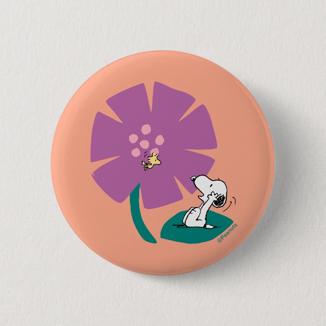 Peanuts | Illustrating Nature Purple Flower 6 Cm Round Badge (Front)