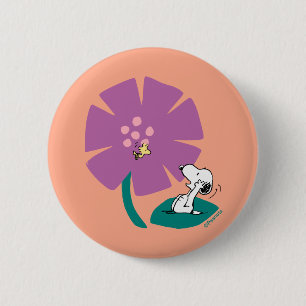 Peanuts   Illustrating Nature Purple Flower 6 Cm Round Badge
