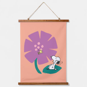 Peanuts Illustrating Nature Purple Flower Hanging Tapestry