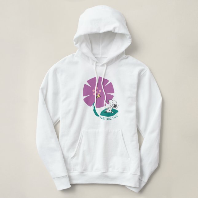 Peanuts | Illustrating Nature Purple Flower Hoodie (Design Front)