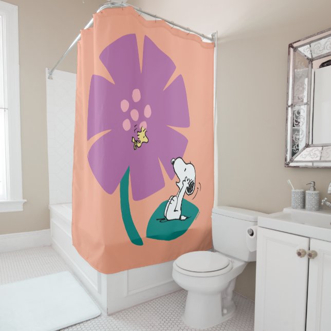 Peanuts | Illustrating Nature Purple Flower Shower Curtain (In Situ)