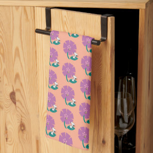 Peanuts   Illustrating Nature Purple Flower Tea Towel