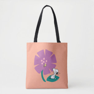 Peanuts   Illustrating Nature Purple Flower Tote Bag
