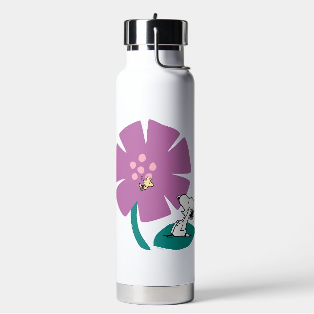 Peanuts | Illustrating Nature Purple Flower Water Bottle (Left)