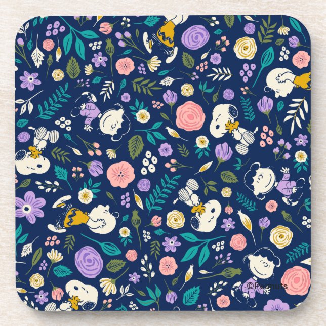 Peanuts In Bloom Pattern Coaster (Front)