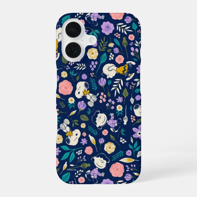 Peanuts In Bloom Pattern iPhone 16 Case (Back)