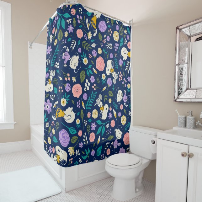 Peanuts In Bloom Pattern Shower Curtain (In Situ)
