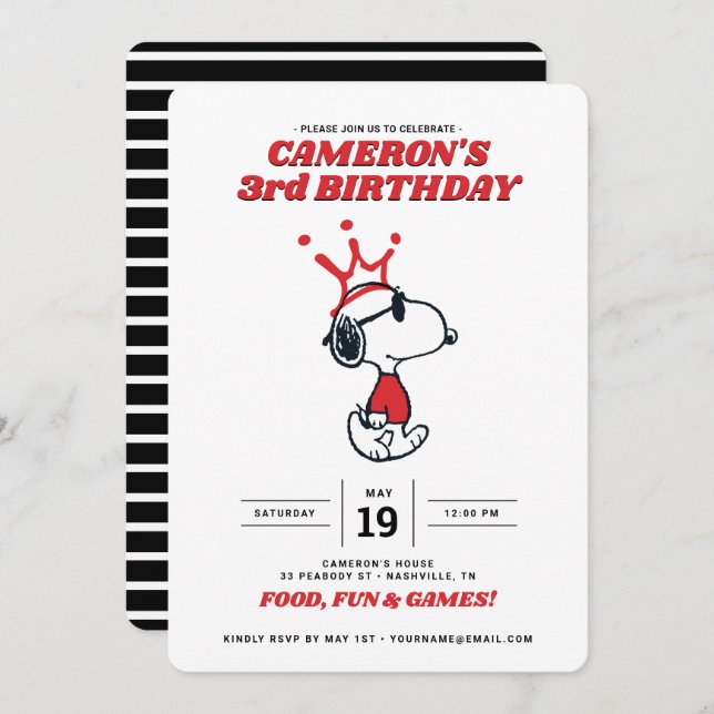 Peanuts Joe Cool  Birthday Invitation (Front/Back)