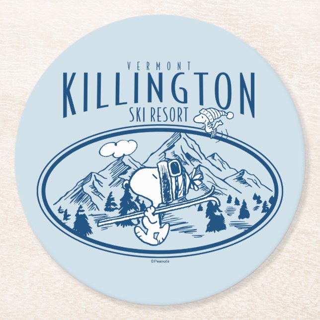 Peanuts | Killington Ski Resort Vermont Round Paper Coaster (Front)