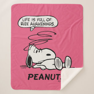 Peanuts   Life is Full of Rude Awakenings Sherpa Blanket