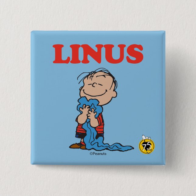 Peanuts | Linus Blanket Smile 15 Cm Square Badge (Front)