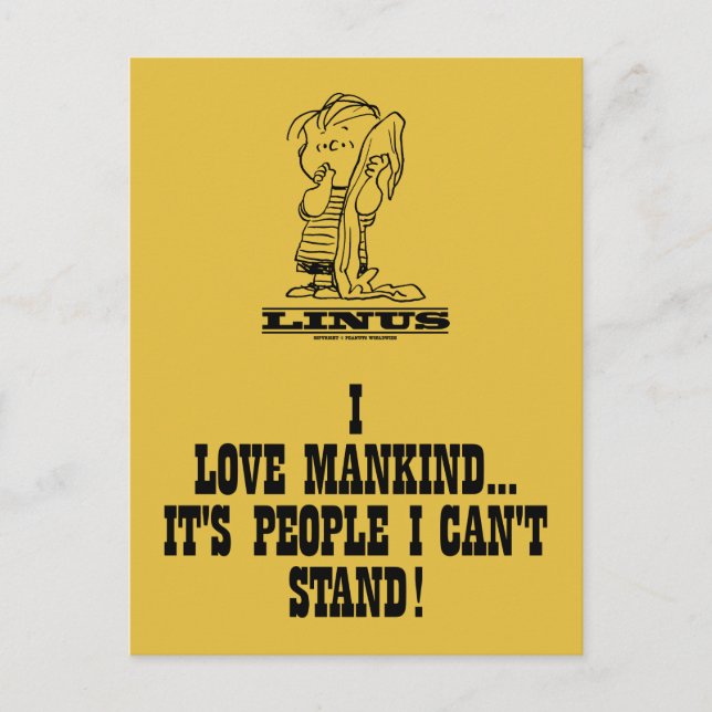 Peanuts | Linus Loves Mankind Postcard (Front)