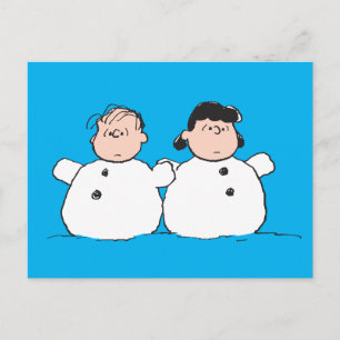 Peanuts Linus & Lucy Snowmen Postcard