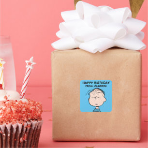 Peanuts Linus Portrait Happy Birthday Square Sticker