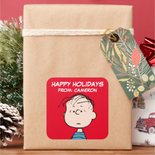 Peanuts   Linus Portrait   Happy Holidays Square Sticker