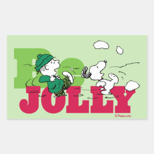Peanuts   Linus & Snoopy Be Jolly Rectangular Sticker
