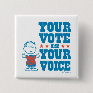 Peanuts   Linus - Your Vote is Your Choice 15 Cm Square Badge
