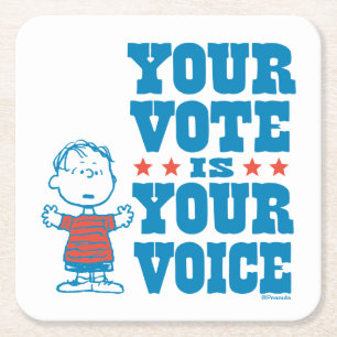 Peanuts Linus - Your Vote is Your Choice Square Paper Coaster