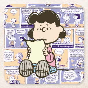 Peanuts Lucy Comic Pattern Square Paper Coaster