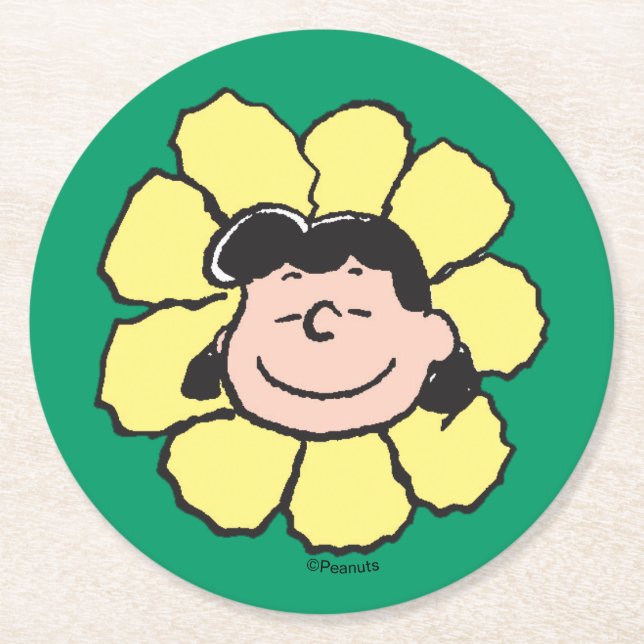 Peanuts | Lucy Flower Round Paper Coaster (Front)