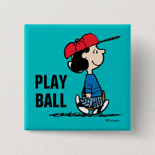 Peanuts Lucy Playing Baseball 15 Cm Square Badge