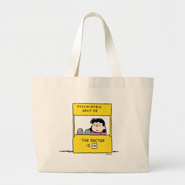 Peanuts | Lucy & the Doctor Is In Large Tote Bag (Front)
