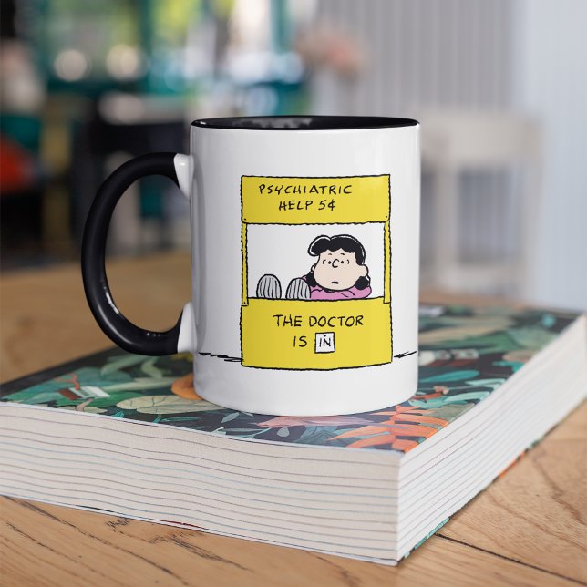 Peanuts | Lucy & the Doctor Is In Mug (Mug on table)