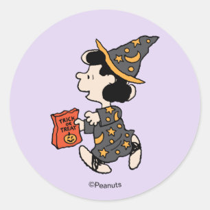 Peanuts Lucy Witch Costume Halloween Classic Round Sticker