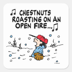 Peanuts   Lucy's Chestnuts Roasting Square Sticker
