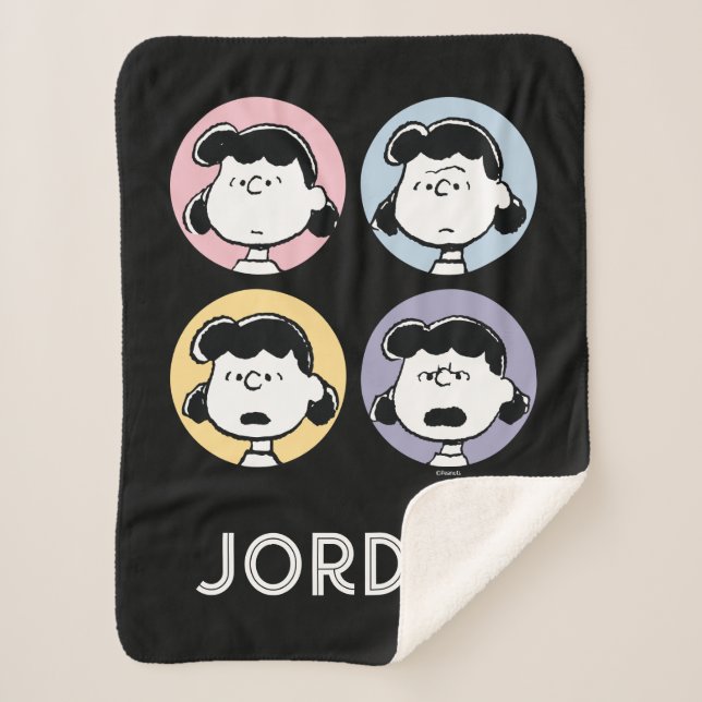 Peanuts | Lucy's Faces Sherpa Blanket (Front)