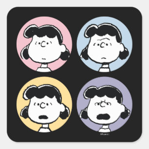 Peanuts   Lucy's Faces Square Sticker