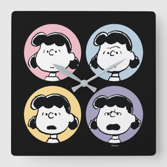 Peanuts | Lucy's Faces Square Wall Clock (Front)