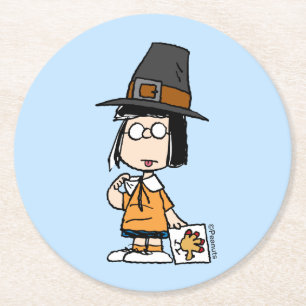 Peanuts Marcie Pilgrim Round Paper Coaster