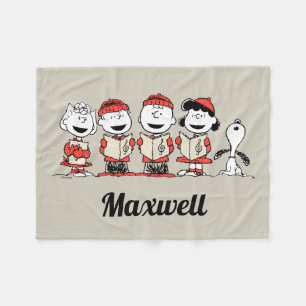 Peanuts Merry Christmas Add Your Name Fleece Blanket