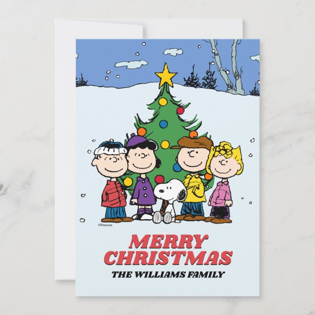 Peanuts Merry Christmas | Add Your Photo & Name Holiday Card (Front)
