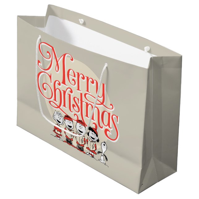 Peanuts | Merry Christmas Holiday Choir Large Gift Bag (Front Angled)