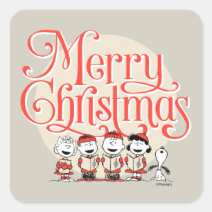Peanuts   Merry Christmas Holiday Choir Square Sticker