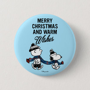 Peanuts   Merry Christmas Snoopy & Charlie Brown 6 Cm Round Badge